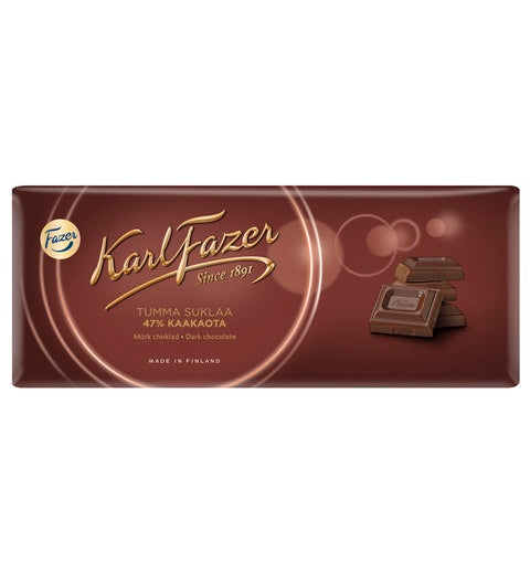 Fazer Karl Fazer 47 % Dark Chocolate 1 bar of 200g 6.3oz - Soposopo