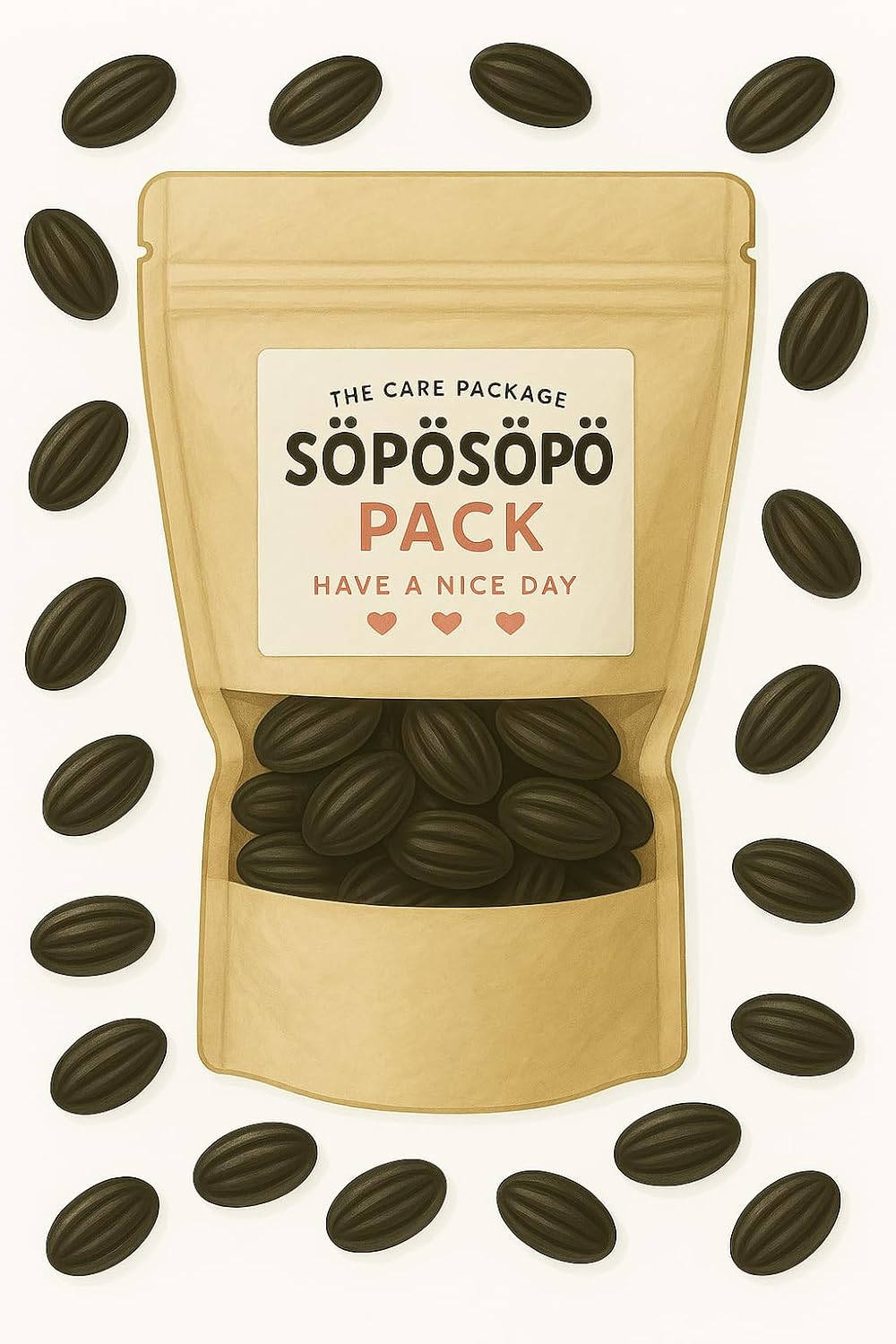 SÖPÖSÖPÖ Scandinavian Treat Pack – Tyrkisk Peber Original Salty Licorice – 150g Nordic Candy Bag – Strong Salmiakki Flavor – Vegan Soposopo soposopo pack