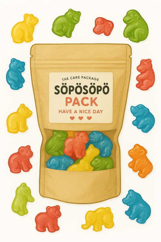 SÖPÖSÖPÖ Scandinavian Treat Pack – Amazon Fruit Gummies – 150g Nordic Candy Bag – Colorful Animal-Shaped Wine Gums – Tropical Flavors – Vegan soposopo pack