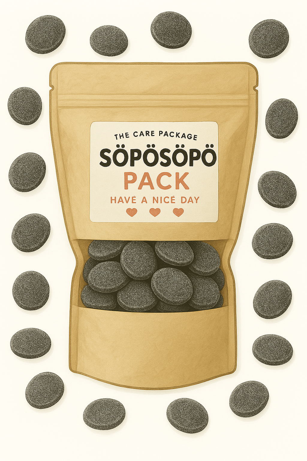 SÖPÖSÖPÖ Scandinavian Treat Pack – Pantteri Salted Licorice – 150g Nordic Candy Bag – Sugar-Coated Salmiakki – Classic Finnish Candy soposopo pack