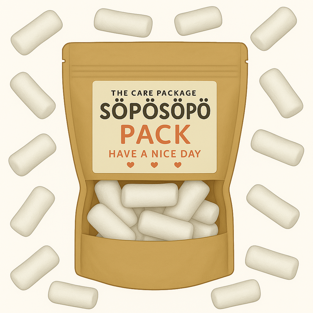 SÖPÖSÖPÖ Scandinavian Treat Pack – Skolekridt Menthol Dragée with Salty Licorice Filling – 150g Nordic Candy Bag – Classic Danish Candy – Vegan soposopo pack