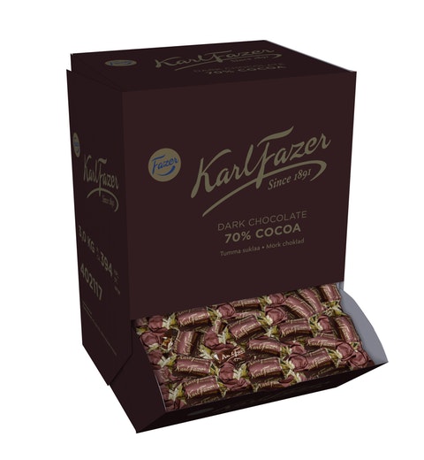 Fazer Karl Fazer 70 % Dark Chocolate 1 Box of 3kg 6.3oz - Soposopo