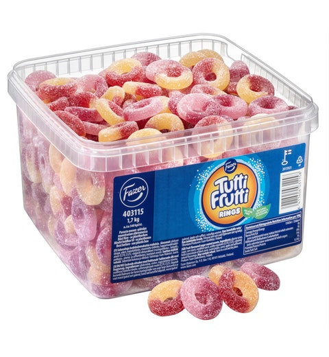Fazer Tutti Frutti Rings looseweight Gummy 1 Box of 1.7kg 6.3oz - Soposopo