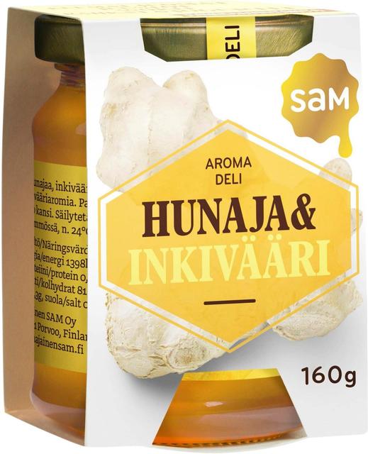 Hunajainen SAM Honey & Ginger 160g (Honey Preparation) - Soposopo