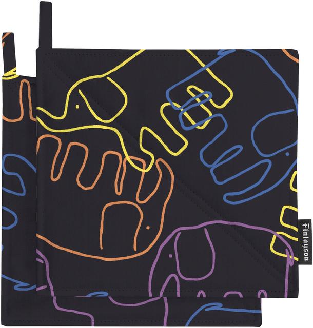 Finlayson pot holder Elefantti Villi 22x22 cm 2 pcs multi/black - Soposopo