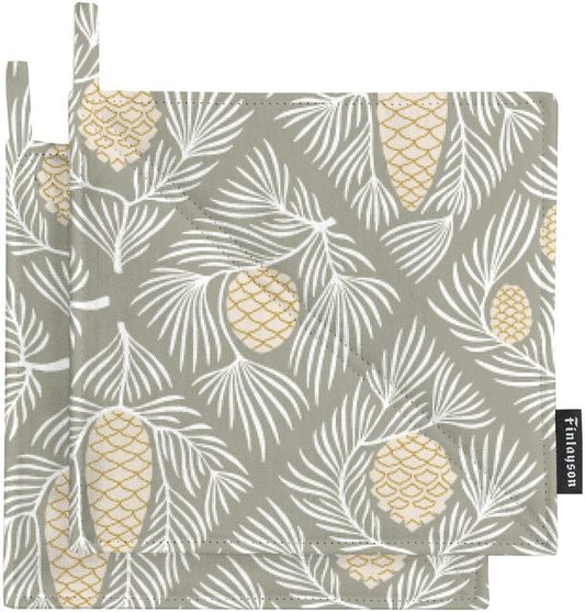 Pot holder Käpyset 22x22 cm 2 pcs beige - Soposopo