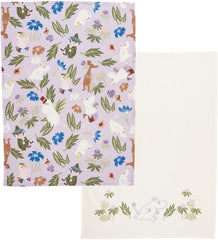 Moomin Arabia Kitchen Towel Set Purple/White. 50x70cm - Soposopo