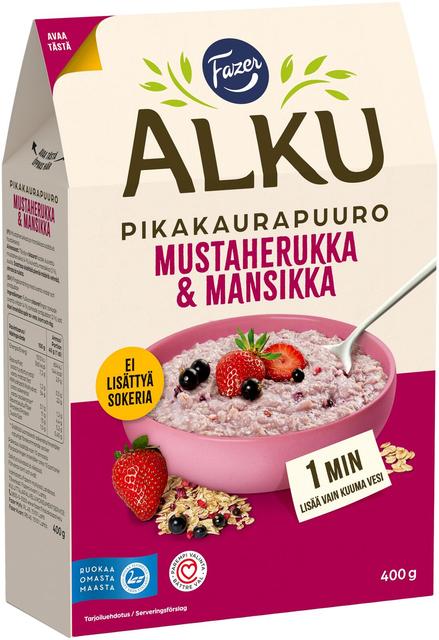 Fazer Alku Blackcurrant & Strawberry Quick Oat Porridge 400 g - Soposopo