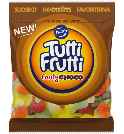 Fazer Tutti Frutti Fruity Choco Gummy 1 Pack of 170g 6.3oz - Soposopo