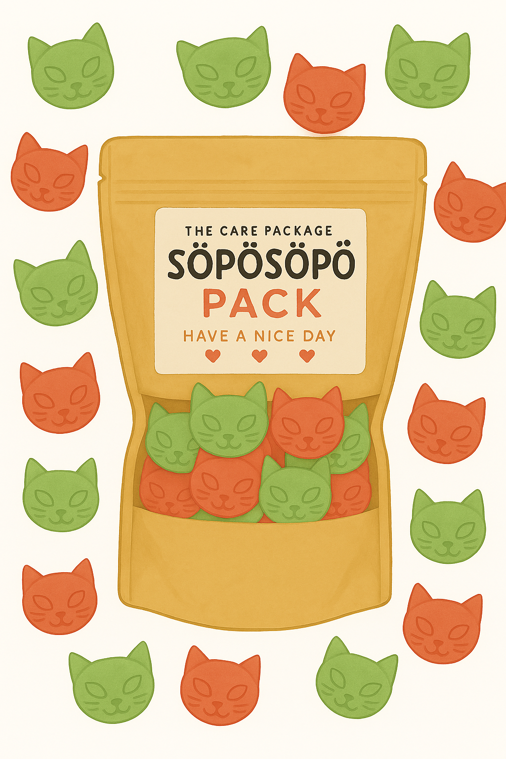 SÖPÖSÖPÖ Scandinavian Treat Pack – Söta Katten Fruity Cat Gummies – 150g Nordic Candy Bag – Raspberry & Apple Flavors – Vegan, Cat-Shaped Fun soposopo pack soposopo pack