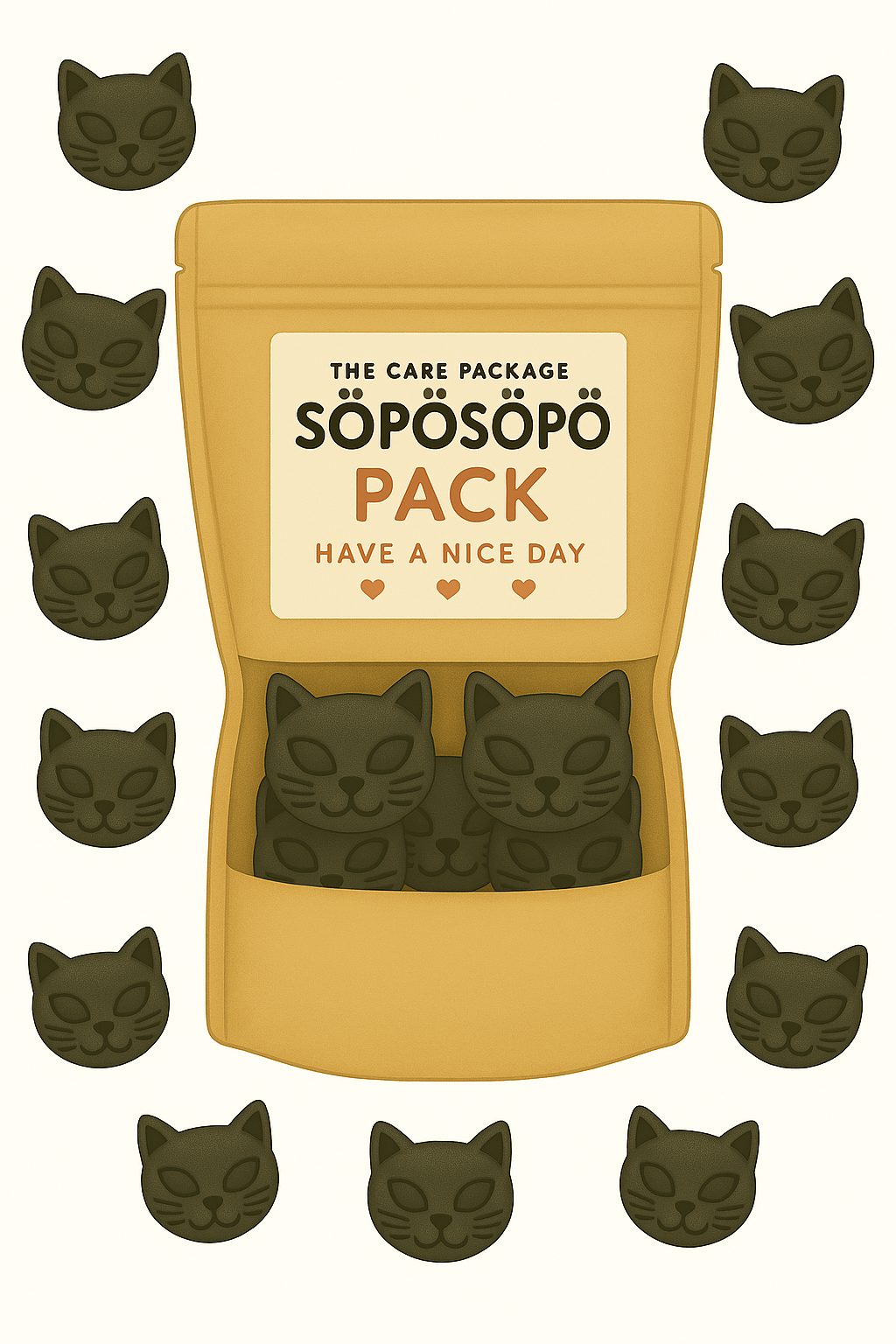 SÖPÖSÖPÖ Scandinavian Treat Pack – Salta Katten Salty Licorice Cats – 150g Nordic Candy Bag – Classic Finnish Salmiakki Since 1952 – Vegan & Natural Flavors soposopo pack
