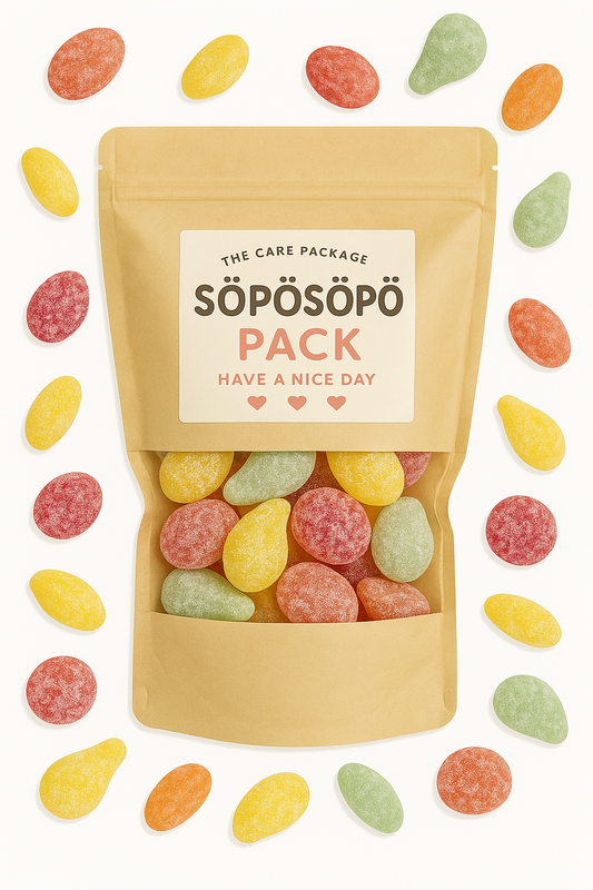 SÖPÖSÖPÖ Scandinavian Treat Pack – Tutti Frutti Sour Gummies – 150g Nordic Candy Bag – Fruity & Tangy – Vegan – Natural Flavors soposopo pack