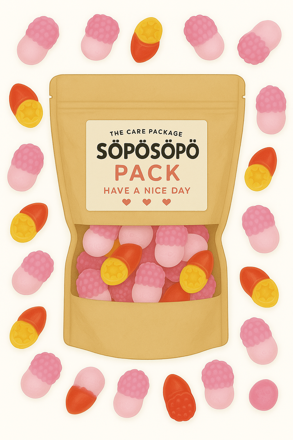 SÖPÖSÖPÖ Scandinavian Treat Pack – Tutti Frutti Passion Tropical Gummies – 150g Nordic Candy Bag – Vegan, Palm Oil Free – Made with Natural Colors & Flavors soposopo pack