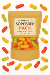 SÖPÖSÖPÖ Scandinavian Treat Pack – Ässä Ruuvit Fruit Gummies – 150g Nordic Candy Bag – Peach, Banana, Grapefruit & Raspberry – Fun Shapes, Vegan soposopo pack soposopo pack