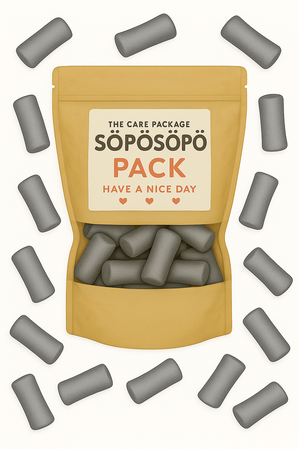 SÖPÖSÖPÖ Scandinavian Treat Pack – Skolekridt Tyrkisk Peber Drageés – 150g Nordic Candy Bag – Crunchy Shell with Spicy Salty Licorice Filling – Vegan Salmiakki Classic soposopo pack