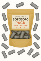 SÖPÖSÖPÖ Scandinavian Treat Pack – Skolekridt Tyrkisk Peber Drageés – 150g Nordic Candy Bag – Crunchy Shell with Spicy Salty Licorice Filling – Vegan Salmiakki Classic soposopo pack