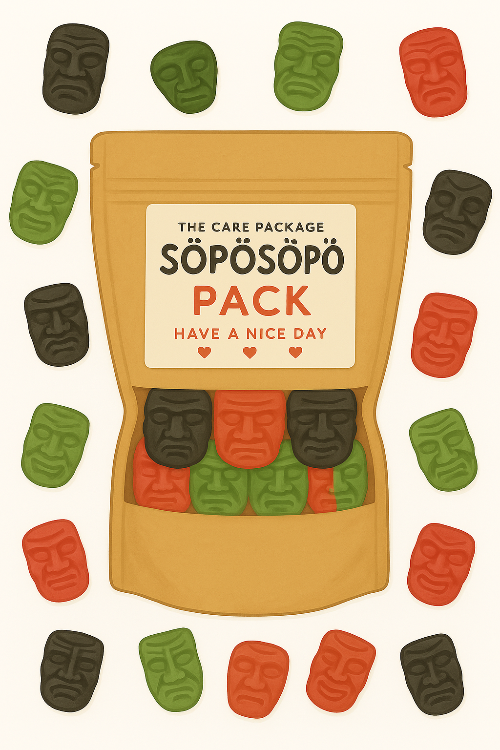 SÖPÖSÖPÖ Scandinavian Treat Pack – Remix Movies Mask Gummies – 150g Nordic Candy Bag – Apple, Strawberry & Anise Flavors – Vegan, Palm Oil Free, Movie Night Mix soposopo pack