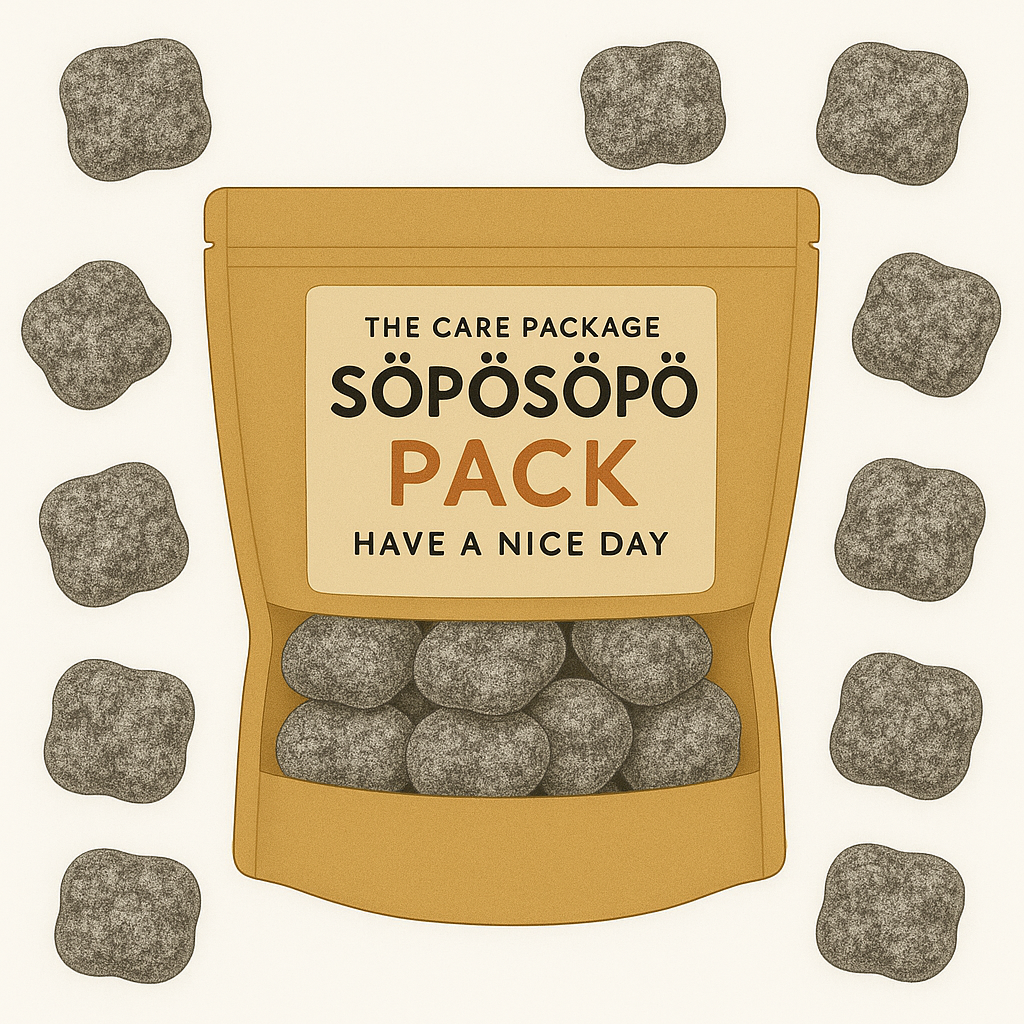 SÖPÖSÖPÖ Scandinavian Treat Pack – Cloetta Salmiakkitassu Salty Licorice Paws Gummies – 150g SÖPÖSÖPÖ Pack