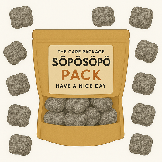 SÖPÖSÖPÖ Scandinavian Treat Pack – Cloetta Salmiakkitassu Salty Licorice Paws Gummies – 150g SÖPÖSÖPÖ Pack