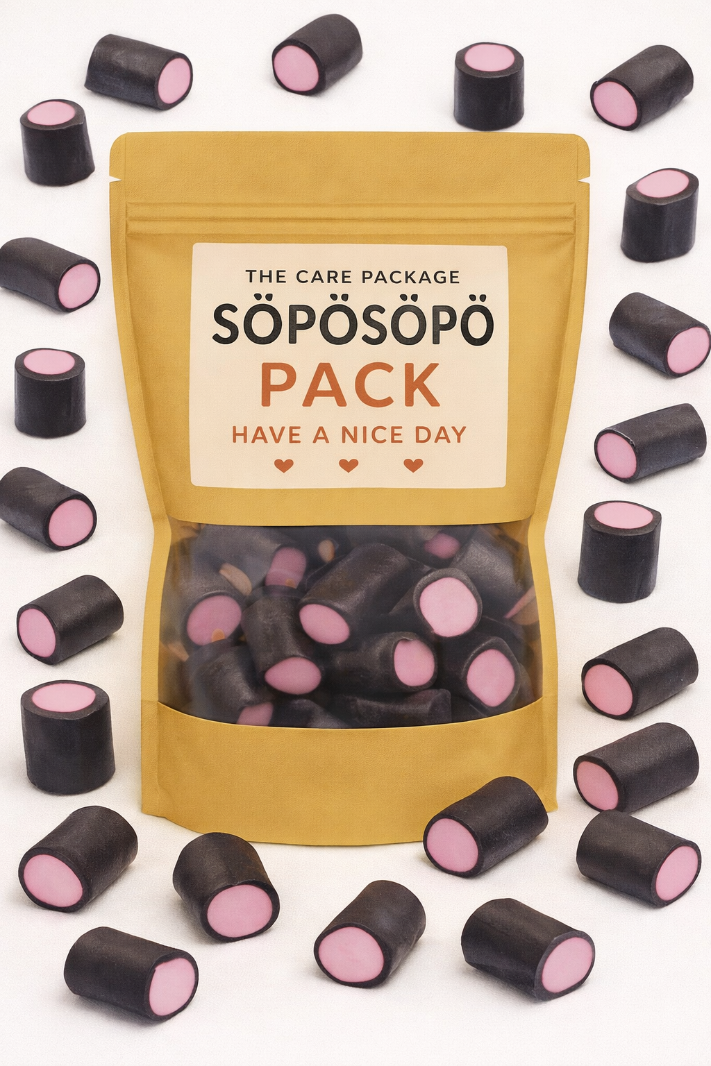 SÖPÖSÖPÖ Scandinavian Treat Pack – Malaco Polka Mint Filled Licorice – 150g Nordic Candy Bag – soposopo pack