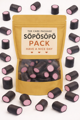 SÖPÖSÖPÖ Scandinavian Treat Pack – Malaco Polka Mint Filled Licorice – 150g Nordic Candy Bag – soposopo pack