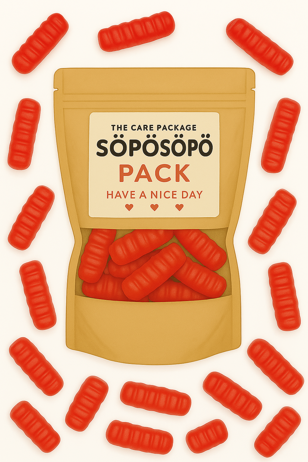 SÖPÖSÖPÖ Scandinavian Treat Pack - Halva Raspberry Worm Gummies – 150g SÖPÖSÖPÖ pack