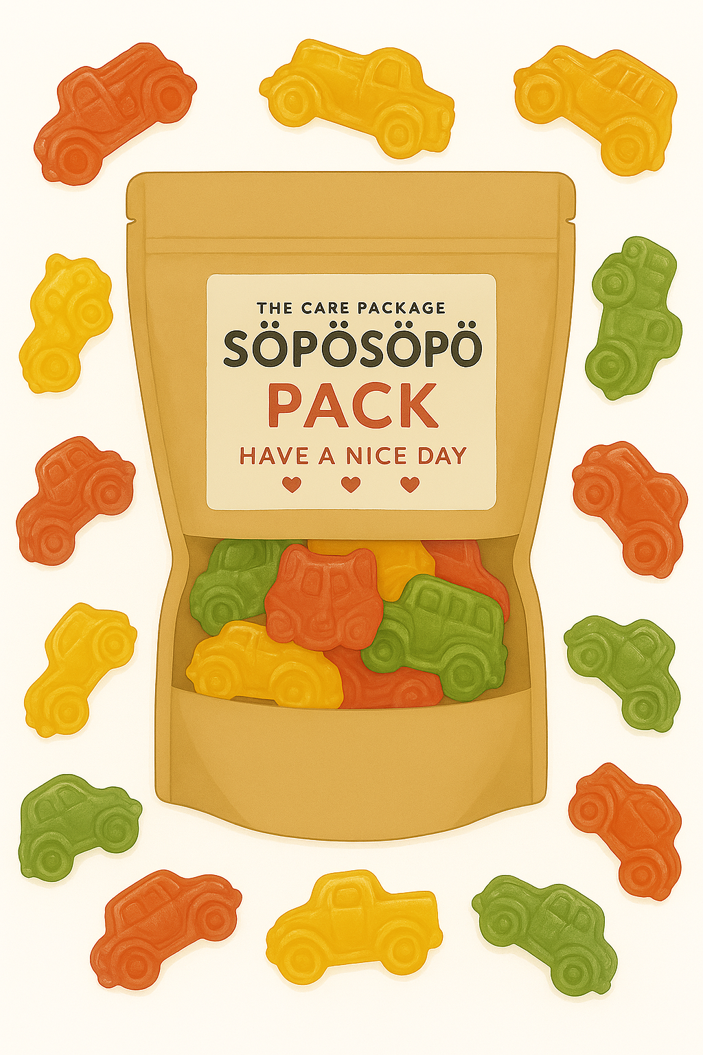 SÖPÖSÖPÖ Scandinavian Treat Pack - Halva Mini Classic Car Fruit Gummies – 150g SÖPÖSÖPÖ pack