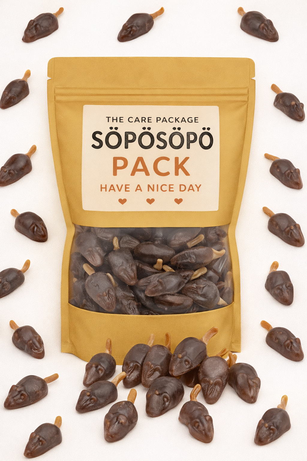 SÖPÖSÖPÖ Scandinavian Treat Pack – Salmiakki Rotta – 150g Nordic Candy Bag – Rat-Shaped Salty Licorice Candy – Finnish Salmiakki Sweet – soposopo pack