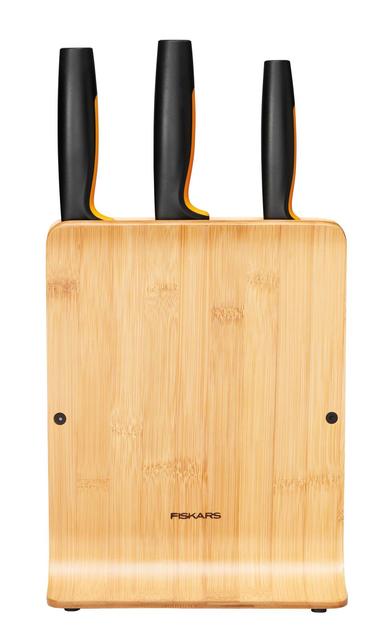 Fiskars FF Knife block bamboo (includes 3 knives) - Soposopo