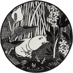 Moomin rug Kaislikko round 80 cm black and white - Soposopo