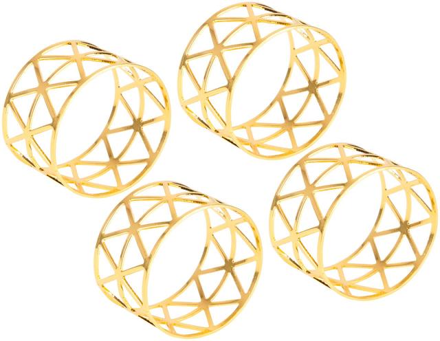 House Napkin Ring 4pcs. Diameter 4.6cm. Gold - Soposopo