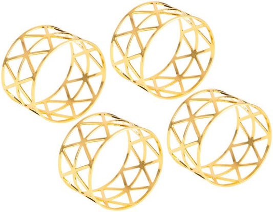 House Napkin Ring 4pcs. Diameter 4.6cm. Gold - Soposopo