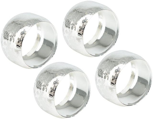 House Napkin Ring 4pcs. Diameter 4.6cm. Silver - Soposopo