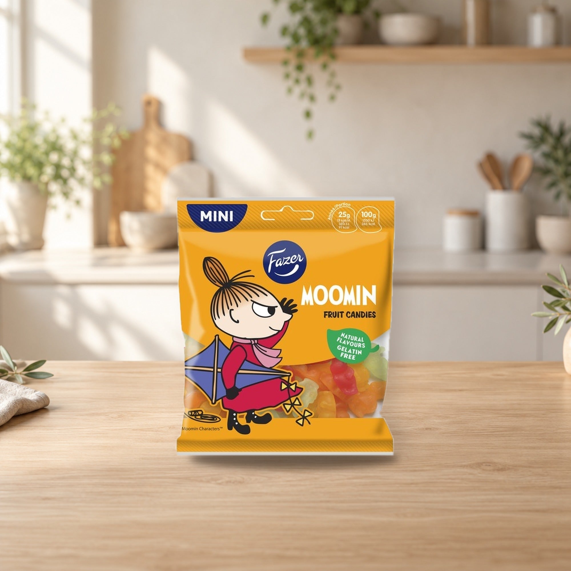 Moomin Fruit Gummy Sweets 80g – product photo on a table