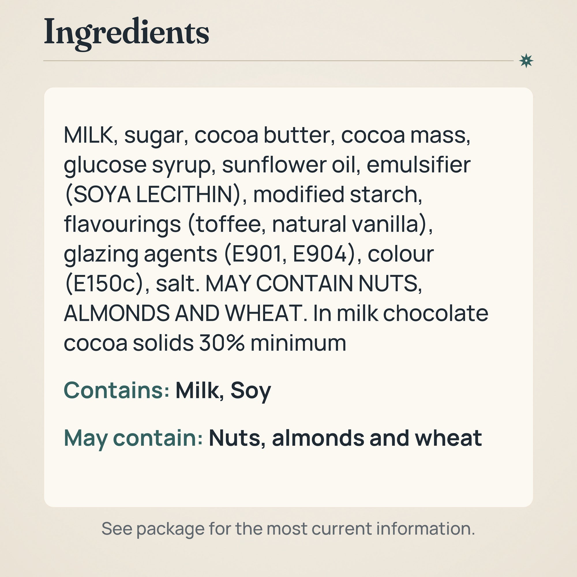 Karl Fazer Dumle Chocolate Bar 180g – Ingredients and allergens