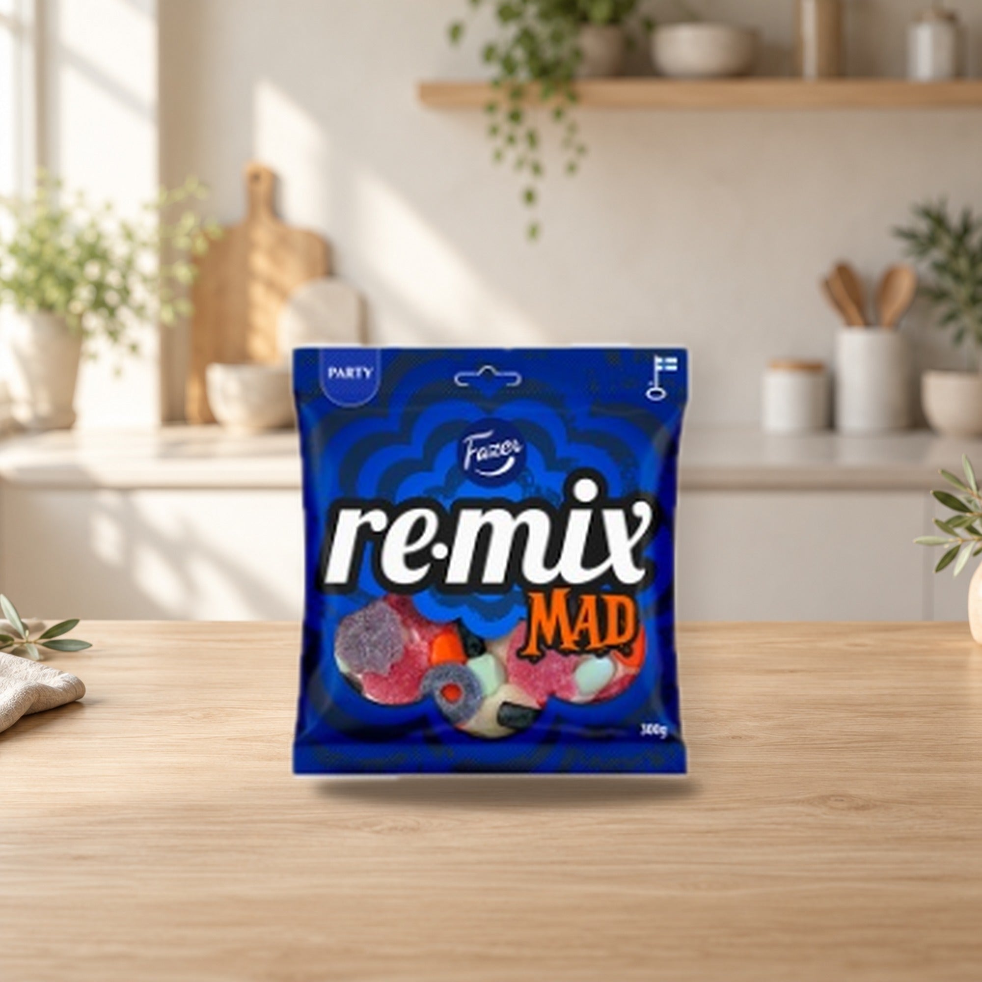 Fazer Remix Mad Gummy 300g – product photo on a table