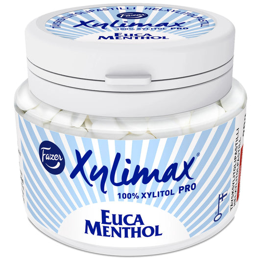 Fazer Xylimax Eucamenthol Xylitol Pastilles 90g Jar – product photo