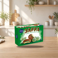 Fazer Jaffa Green Jellies Gummy 300g Box – product photo on a table