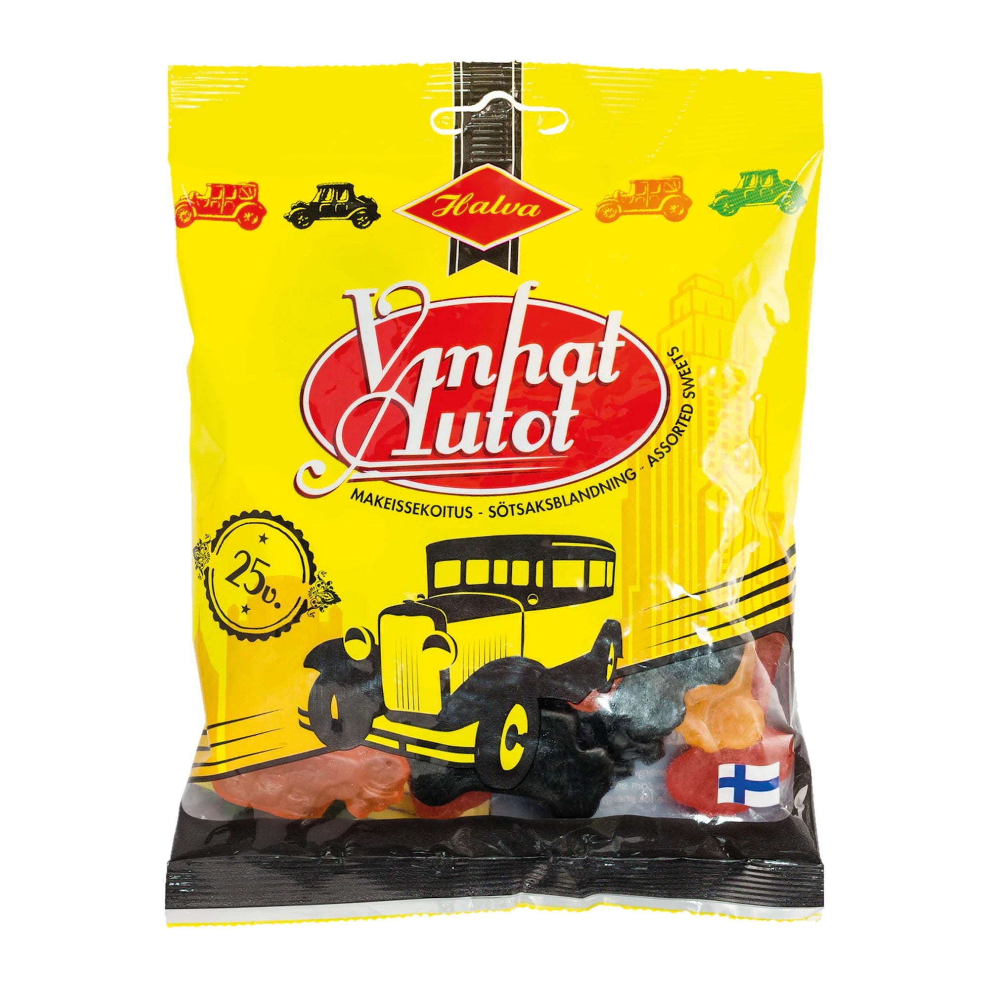 Halva Old Cars Salmiakki Licorice 170g Classic Treat – product photo