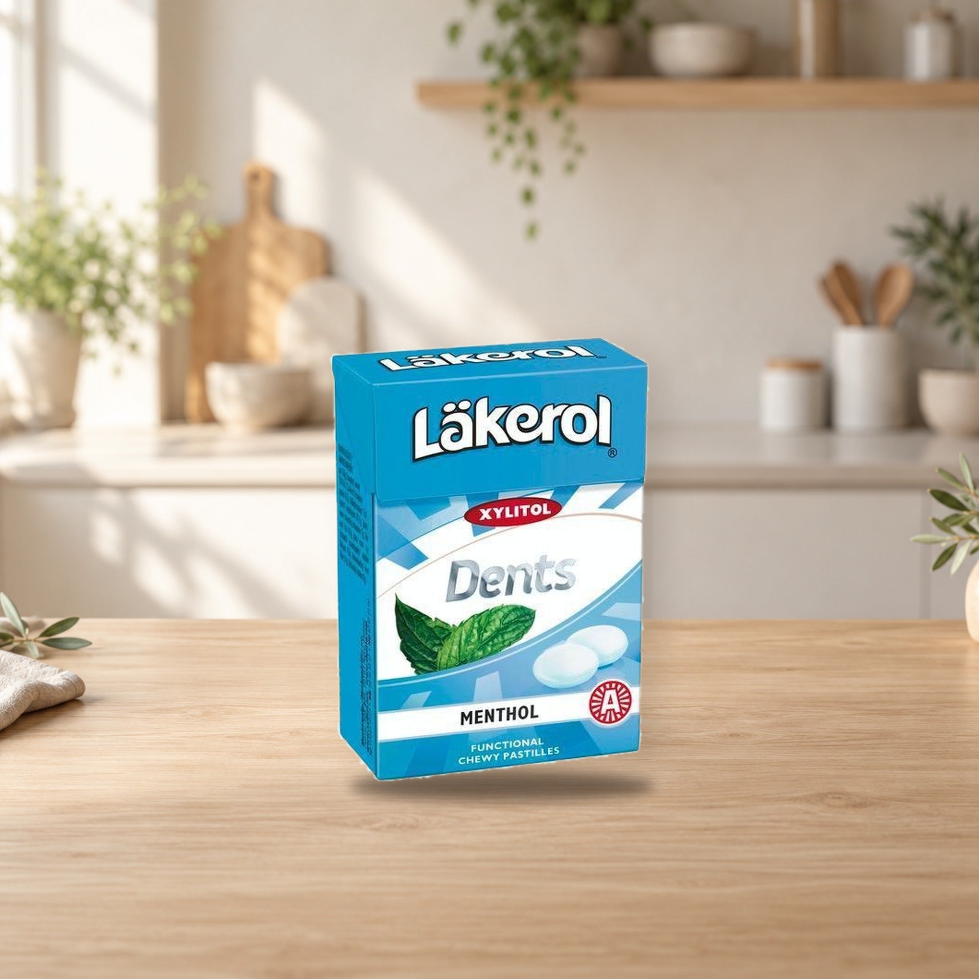 Cloetta Lakerol Dents Menthol Pastilles 85g – product photo on a table