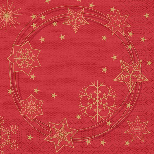 DUNI Napkin Star Shine Red 33x33cm 3-ply 20pcs - Soposopo