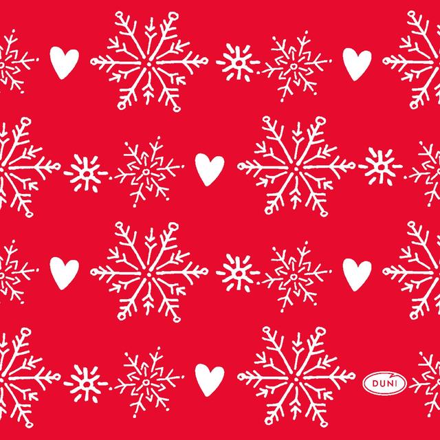 DUNI Napkin Winter Flakes Hearts 24x24cm 3-ply 20pcs - Soposopo