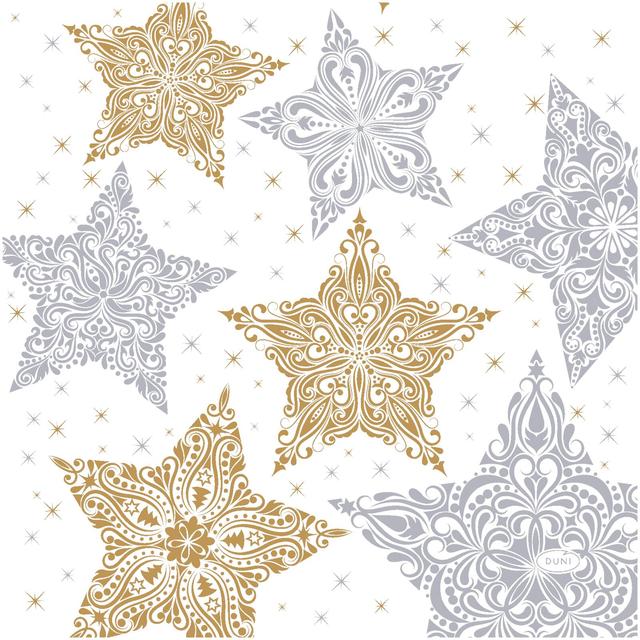 DUNI Napkin Snow Stars White 33x33cm 3-ply 20pcs - Soposopo