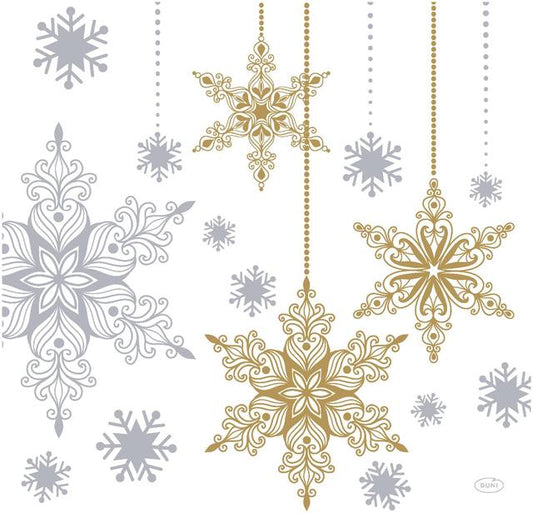DUNI Bio Dunisoft® Napkin 40x40cm 1/4 Snowstars White 12x12 - Soposopo