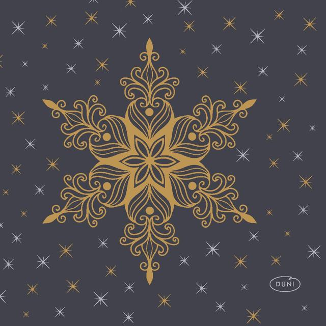 DUNI Napkin Snowstars Black 24x24cm 3-ply 20pcs - Soposopo