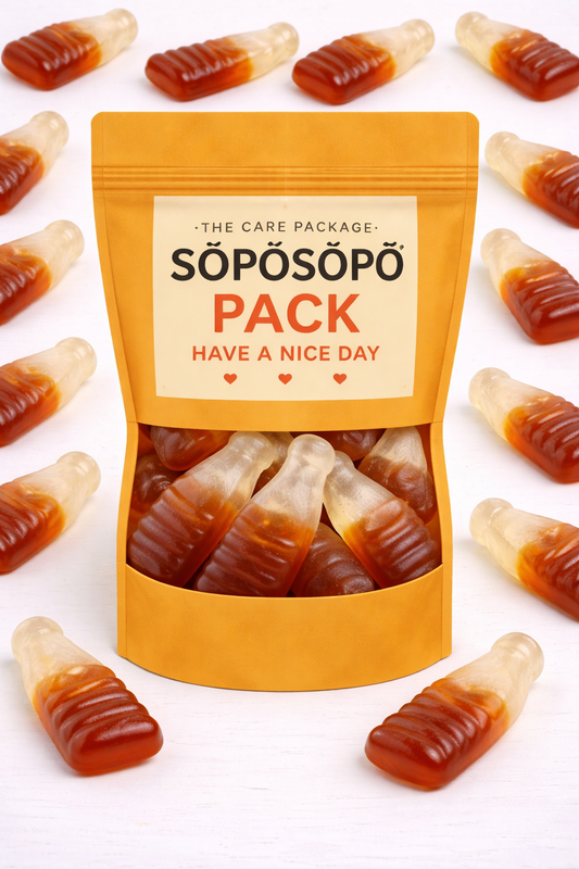SÖPÖSÖPÖ Scandinavian Treat Pack – Cola Bottles Gummies – 150g Nordic Candy Bag – Classic Cola Flavour Gummies – soposopo pack
