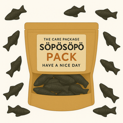 SÖPÖSÖPÖ Scandinavian Treat Pack – Cloetta Malaco Salmiakkikala Salty Licorice Fish Gummies – 150g SÖPÖSÖPÖ Pack