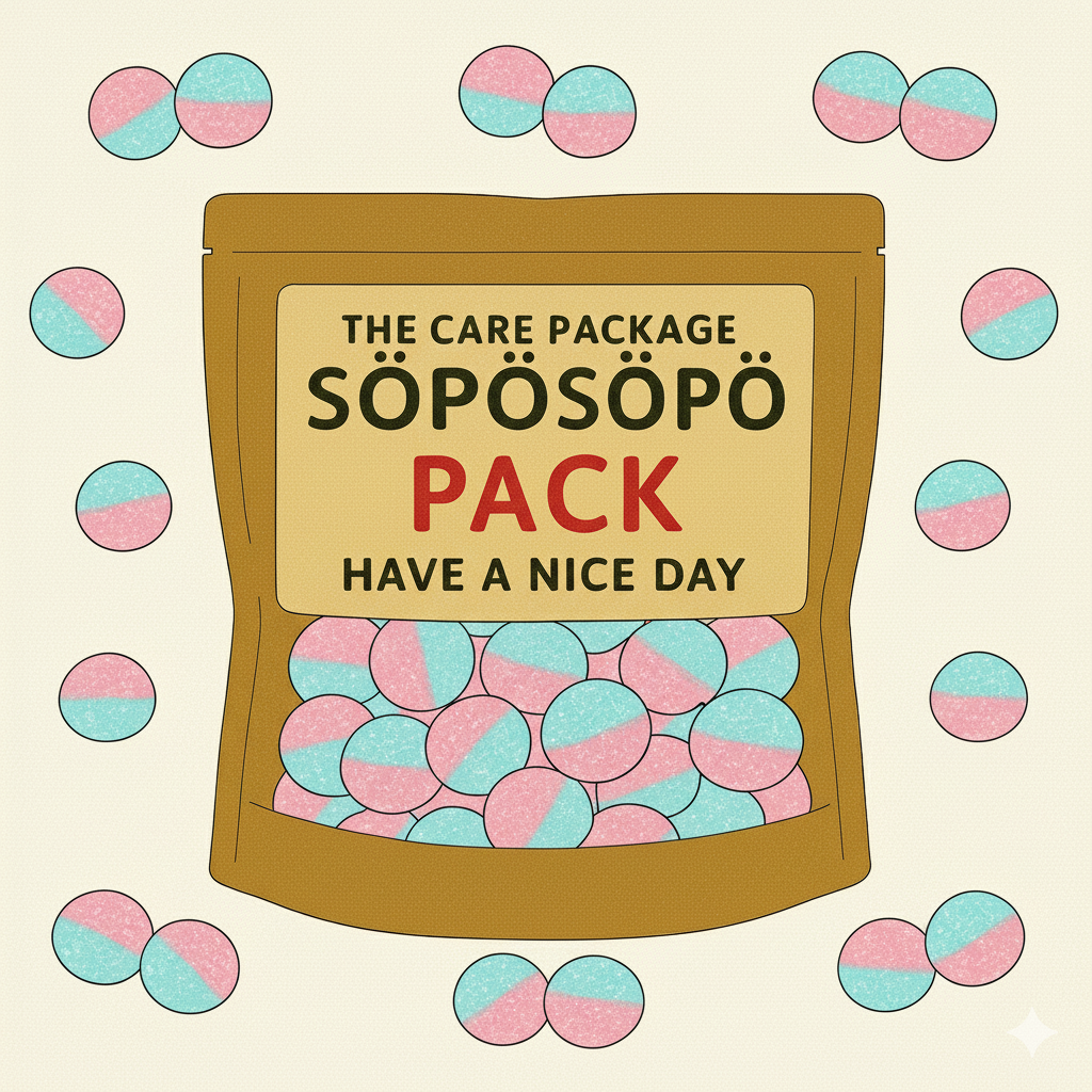 SÖPÖSÖPÖ Scandinavian Treat Pack – BUBS Raspberry & Blueberry Sour Ovals – 90g Vegan Swedish Candy – Fruity, Tart & Chewy – soposopo pack