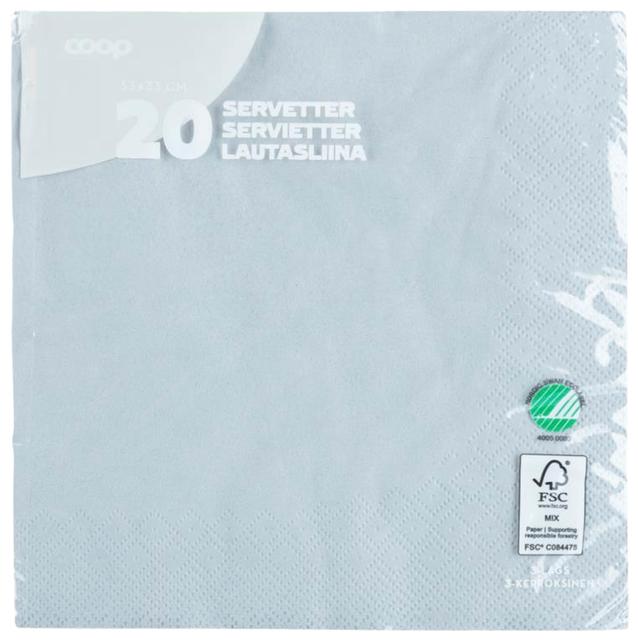 Coop napkin grey 33x33cm pack of 20 - Soposopo