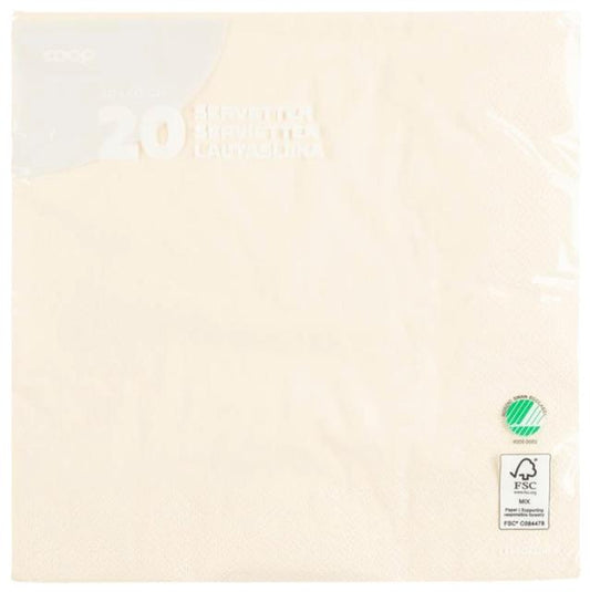 Coop napkin cream white 40x40cm pack of 20 - Soposopo